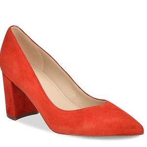 MARC FISHER Caitlin Pump Red Suede Block Heels 8